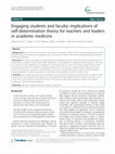 Research paper thumbnail of Engaging students and faculty: implications of self-determination theory for teachers and leaders in academic medicine