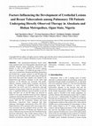 Research paper thumbnail of Factors Influencing the Development of Urothelial Lesions and Breast Tuberculosis among Pulmonary TB Patients Undergoing Directly Observed Therapy in Abeokuta and Ilishan Metropolises, Ogun State, Nigeria