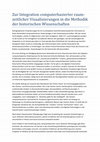 Research paper thumbnail of Zur Integration computerbasierter raum-zeitlicher Visualisierungen in die Methodik der historischen Wissenschaften