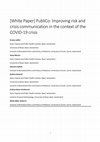 Research paper thumbnail of [White Paper] PubliCo: Improving risk and crisis communication in the context of the COVID-19 crisis