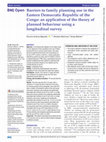 Research paper thumbnail of Barriers to family planning use in the Eastern Democratic Republic of the Congo: an application of the theory of planned behaviour using a longitudinal survey