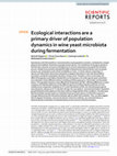 Research paper thumbnail of Ecological interactions are a primary driver of population dynamics in wine yeast microbiota during fermentation