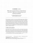 Research paper thumbnail of White males teaching Theology at (South) African universities? Reflections on epistemological and ontological hospitality. Academia letters, 2021