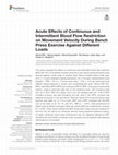 Research paper thumbnail of Acute Effects of Continuous and Intermittent Blood Flow Restriction on Movement Velocity During Bench Press Exercise Against Different Loads