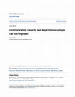 Research paper thumbnail of Communicating Capacity and Expectations Using a Call for Proposals