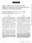 Research paper thumbnail of Efficacy of mid-summer doramectin pour-on application for parasite control in spring calving cow-calf herds in the Northern Great Plains