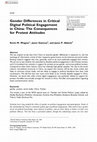 Research paper thumbnail of Gender Differences in Critical Digital Political Engagement in China: The Consequences for Protest Attitudes