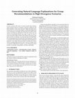 Research paper thumbnail of Generating Natural Language Explanations for Decisions