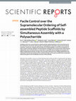 Research paper thumbnail of Facile Control over the Supramolecular Ordering of Self-assembled Peptide Scaffolds by Simultaneous Assembly with a Polysacharride