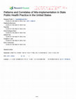 Research paper thumbnail of Patterns and Correlates of Mis-implementation in State Public Health Practice in the United States