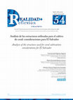 Research paper thumbnail of Análisis de las estructuras utilizadas para el cultivo de coral: consideraciones para El Salvador