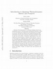 Research paper thumbnail of Introduction to Quantum Thermodynamics: History and Prospects