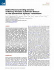 Research paper thumbnail of Distinct Neuronal Coding Schemes in Memory Revealed by Selective Erasure of Fast Synchronous Synaptic Transmission