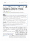 Research paper thumbnail of Spectrum of CT appearance and CT severity index of COVID-19 pulmonary infection in correlation with age, sex, and PCR test: an Iraqi experience