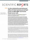 Research paper thumbnail of In vitro cytotoxicity and anticancer effects of citral nanostructured lipid carrier on MDA MBA-231 human breast cancer cells