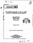 Research paper thumbnail of Preliminary Analysis of the U.S. Army Security Screening Questionnaire