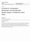 Research paper thumbnail of Contraception, Menstruation, and Sexuality after Bariatric Surgery: a Prospective Cohort Study