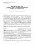 Research paper thumbnail of Mild Traumatic Brain Injury: Longitudinal Study of Cognition, Functional Status, and Post-Traumatic Symptoms