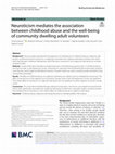 Research paper thumbnail of Neuroticism mediates the association between childhood abuse and the well-being of community dwelling adult volunteers