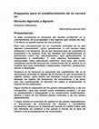 Research paper thumbnail of Propuesta para el establecimiento de la carrera en Derecho Agrícola y Agrario Primeras reflexiones