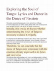 Research paper thumbnail of Exploring the Soul of Tango: Lyrics and Dance in the Dance of Passion