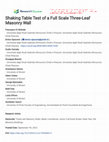 Research paper thumbnail of Shaking Table Test of a Full Scale Three-Leaf Masonry Wall