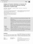 Research paper thumbnail of Analysis of Genetic Variations in Connexin 26 (GJB2) Gene among Nonsyndromic Hearing Impairment: Familial Study