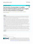 Research paper thumbnail of The function of wing bullae in mayflies (Insecta: Ephemeroptera) reveals new insights into the early evolution of Pterygota