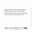 Research paper thumbnail of Incidence and Risk Factors for Major Hematomas in Aesthetic Surgery: Analysis of 129,007 Patients