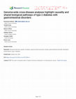 Research paper thumbnail of Genome-wide cross-disease analyses highlight causality and shared biological pathways of type 2 diabetes with gastrointestinal disorders