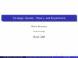 Research paper thumbnail of Strategic Games, Theory, and Experiment