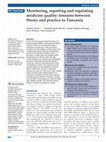 Research paper thumbnail of Monitoring, reporting and regulating medicine quality: tensions between theory and practice in Tanzania