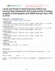 Research paper thumbnail of Levels and trends in family planning method use among urban adolescents and young women in Guinea: analysis of Demographic and Health Surveys from 1999 to 2018