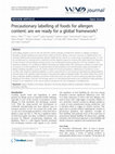 Research paper thumbnail of Precautionary labelling of foods for allergen content: are we ready for a global framework?