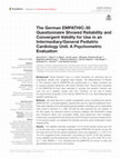 Research paper thumbnail of The German EMPATHIC-30 Questionnaire Showed Reliability and Convergent Validity for Use in an Intermediary/General Pediatric Cardiology Unit: A Psychometric Evaluation