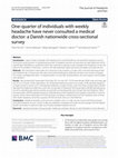 Research paper thumbnail of One-quarter of individuals with weekly headache have never consulted a medical doctor: a Danish nationwide cross-sectional survey