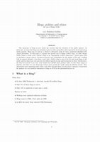 Research paper thumbnail of Blogs, politics and ethics the case of Beppe Grillo