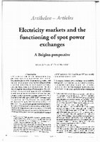 Research paper thumbnail of Electricity markets and the functioning of spot power exchanges - A Belgian perspective