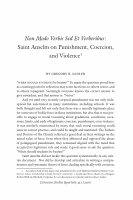 Research paper thumbnail of Non Modo Verbis Sed Et Verberibus: Saint Anselm on Punishment, Coercion, and Violence