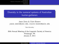 Research paper thumbnail of Diversity in the numeral systems of Australian hunter-gatherers