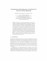 Research paper thumbnail of Morphological disambiguation of Turkish text with perceptron algorithm