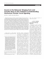 Research paper thumbnail of Sound on the rebound: Bringing form and function back to the forefront in understanding nonhuman primate vocal signaling