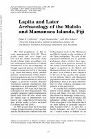 Research paper thumbnail of Lapita and Later Archaeology of the Malolo and Mamanuca Islands, Fiji