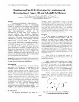 Research paper thumbnail of Simultaneous First Order Derivative Spectrophotometric Determination of Copper (II) and Cobalt (II) In Mixtures