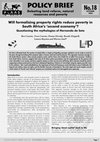 Research paper thumbnail of Will formalising property rights reduce poverty in South Africa's 'second economy