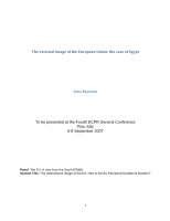 Research paper thumbnail of The external image of the European Union: the case of Egypt