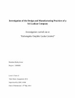 Research paper thumbnail of Investigation of the Design and Manufacturing Practices of a Sri Lankan Company