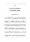 Research paper thumbnail of Life's What You Make It: Vitalism and Critique