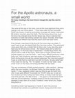 Research paper thumbnail of For the Apollo astronauts, a small world