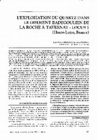 Research paper thumbnail of L’exploitation du quartz dans le gisement badegoulien de la Roche à Tavernat (Haute-Loire, France)